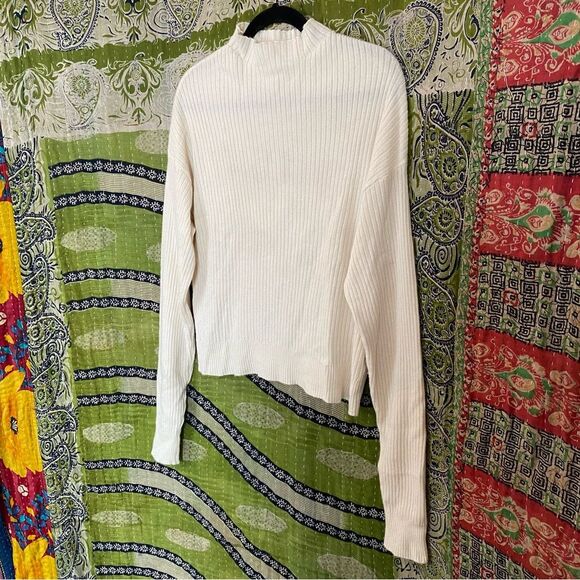 Spiritual Gangster Ivory Dreamer Merino Wool/ Cashmere Mock Neck Sweater Size S - Picture 6 of 15